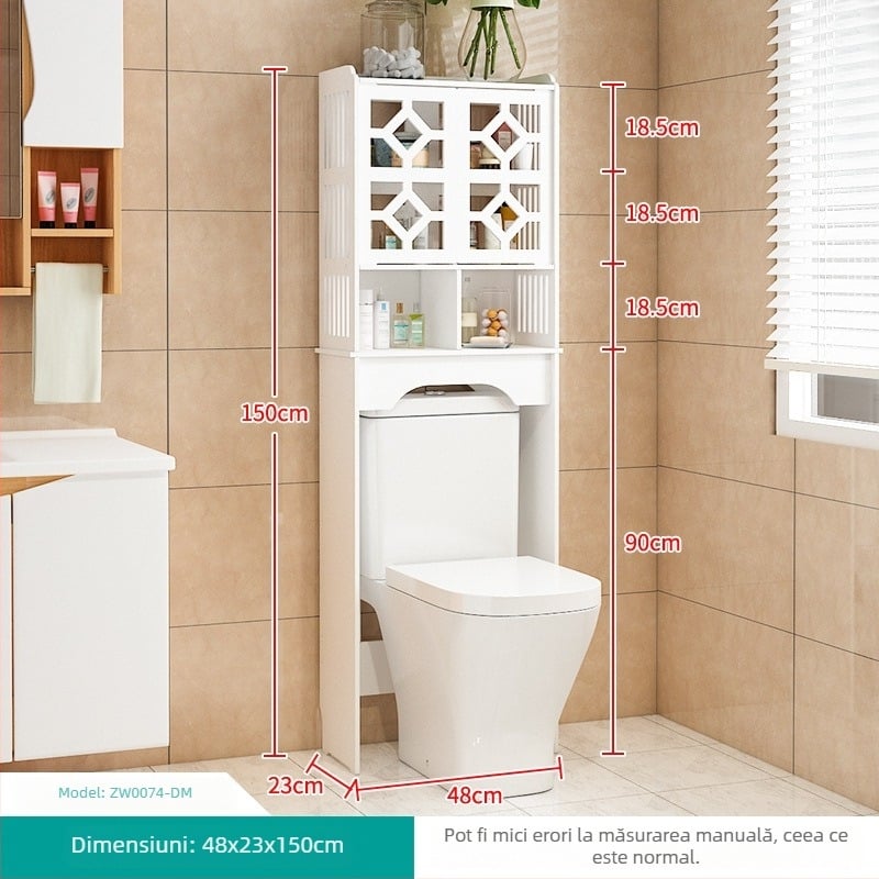 Raft de baie pentru toaletă, mobilier de podea cu 4 etaje, din plastic cu suprafață lemn-plastic, capacitate de încărcare 10 kg