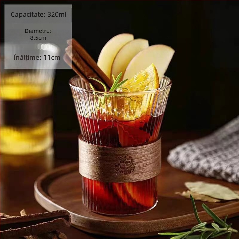 Set de cești de cafea cu suport din lemn masiv și logo imprimat | stil simplu, lansat în 2023