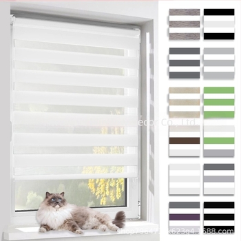 Jaluzele rulante manuale cu model zebra, țesătură de tifon moale, poliester, personalizabile, montaj inclus