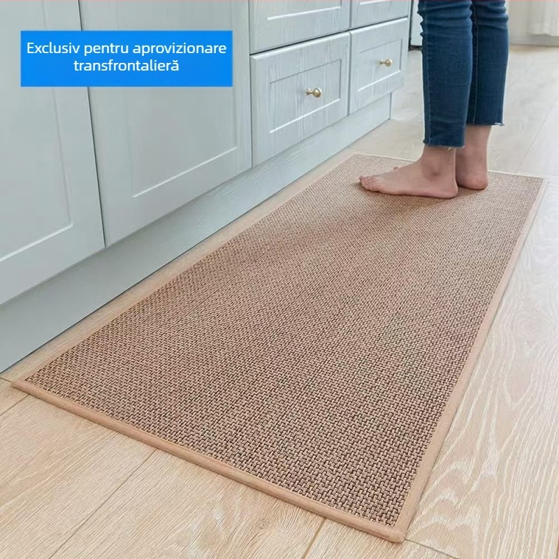 Covoraș de podea pentru bucătărie și baie - chenille cu bază din cauciuc; formă pătrată; stil modern minimalist; potrivit pentru living, dormitor, birou, baie, balcon