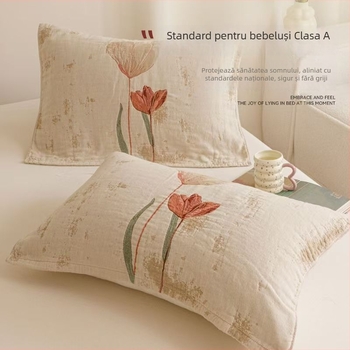 Set de două fețe de pernă - bumbac pur, țesătură jacquard din fire colorate, absorbante de transpirație, anti-alunecare, pentru toate anotimpurile