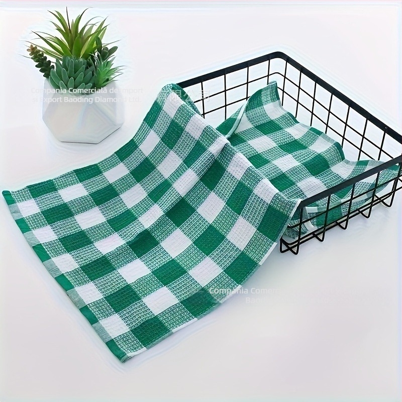 Prosoape de bucătărie din bumbac 100%, țesătură waffle în carouri, absorbante pentru uscarea oalelor și a farfuriilor