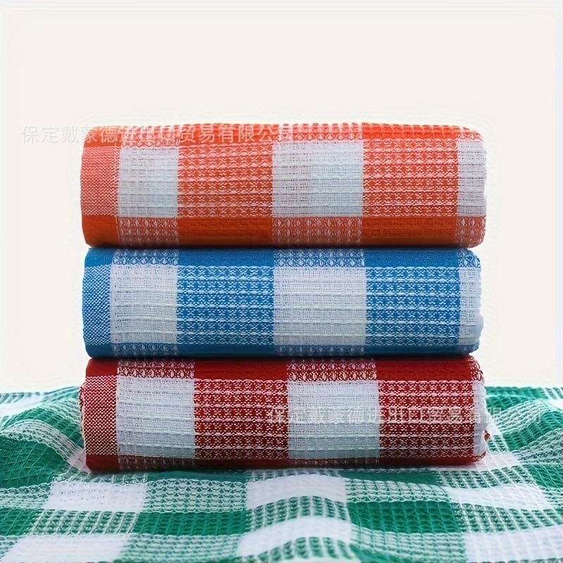 Prosoape de bucătărie din bumbac 100%, țesătură waffle în carouri, absorbante pentru uscarea oalelor și a farfuriilor