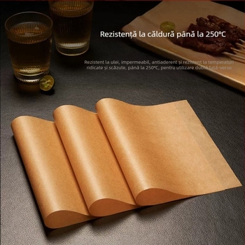 Cheyu hârtie de pergament dreptunghiulară pentru coacere, cu acoperire din silicon, tavă de grătar de unică folosință, 40 g/m²