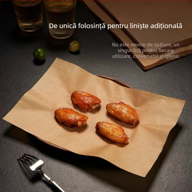 Cheyu hârtie de pergament dreptunghiulară pentru coacere, cu acoperire din silicon, tavă de grătar de unică folosință, 40 g/m²