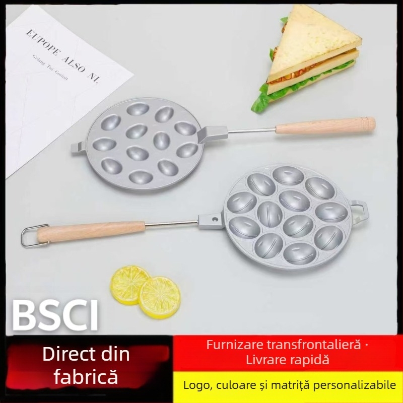 Formă ovală pentru prăjituri cu 12/16 găuri, aliaj de aluminiu, tavă pentru gofere pentru aragaz pe gaz