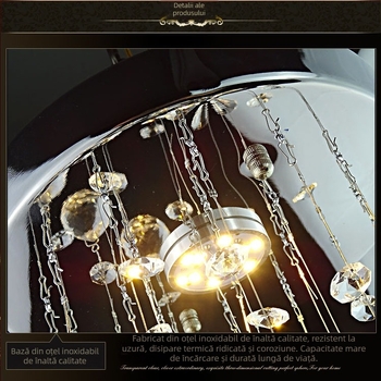 Lampă de plafon cu abajur cristal și corp din fier, LED, tensiune ≤ 36V, potrivită pentru coridor și intrare.