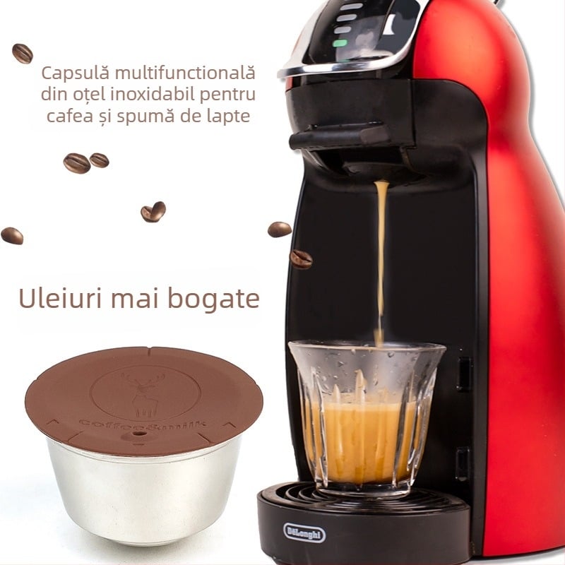 Filtru de capsule Dolce Gusto din oțel inoxidabil, utilizare dublă pentru cafea și spumă de lapte