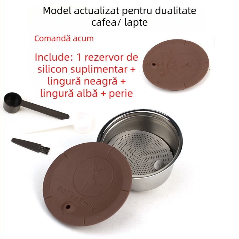 Filtru de capsule Dolce Gusto din oțel inoxidabil, utilizare dublă pentru cafea și spumă de lapte