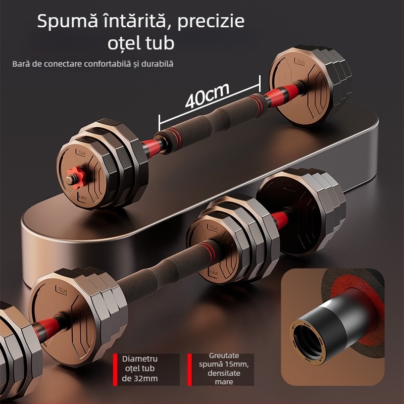 Boiling Force Set reglabile de gantere și bară pentru acasă, Material PVC, Pentru bărbați și femei, Fitness și bodybuilding