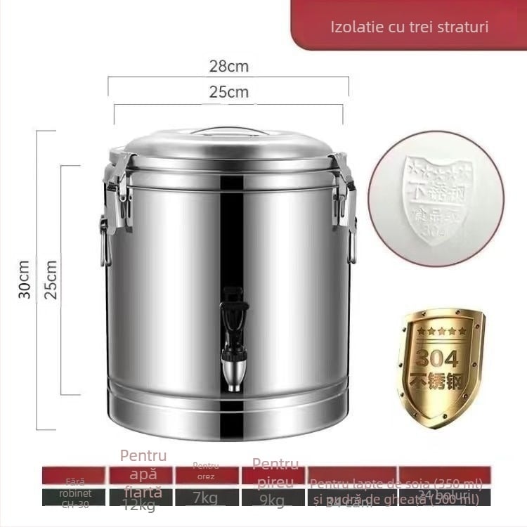 Găleată izolată din oțel inoxidabil 201, utilizare comercială, fără alimentare electrică, material 201