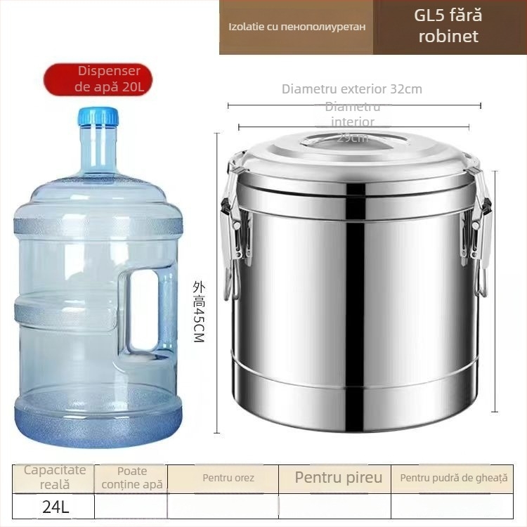 Găleată izolată din oțel inoxidabil 201, utilizare comercială, fără alimentare electrică, material 201