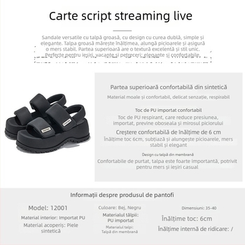 Mingliu sandale damă cu talpă groasă, bază cu ventuze, închidere Velcro, partea superioară din piele sintetică, înălțimea talpii 5–8 cm