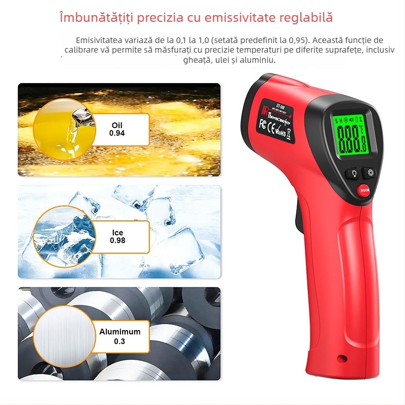 DT-500 Termometru infraroșu fără contact pentru industria auto, timp de răspuns 1 ms, măsurare a temperaturii în industrie