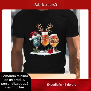 HOOK ON YOU Tricou bărbați din bumbac, guler rotund, mânecă scurtă, croială lejeră, imprimeu, Vară 2024