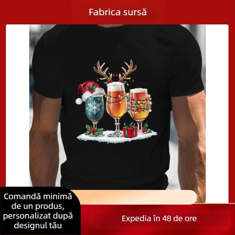 HOOK ON YOU Tricou bărbați din bumbac, guler rotund, mânecă scurtă, croială lejeră, imprimeu, Vară 2024