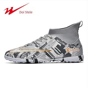 Pantofi de fotbal înalți, cu partea superioară din plasă, talpă din cauciuc, închidere cu șireturi în față, pentru adulți, unisex