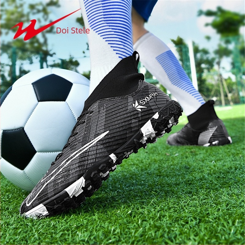 Pantofi de fotbal înalți, cu partea superioară din plasă, talpă din cauciuc, închidere cu șireturi în față, pentru adulți, unisex