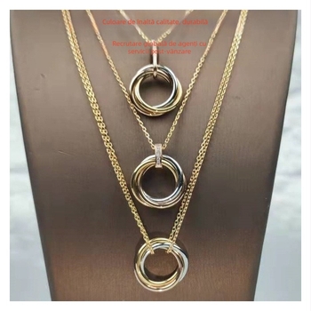 Colier cu lanț în formă de O, pandantiv din V gold, placare electroplatină