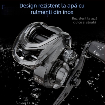 Comair Mulineta de pescuit tip picătură de apă cu frână electromagnetică digitală DC, rulmenți din oțel inoxidabil, raport 7.5:1, ax scurt