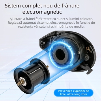 Comair Mulineta de pescuit tip picătură de apă cu frână electromagnetică digitală DC, rulmenți din oțel inoxidabil, raport 7.5:1, ax scurt