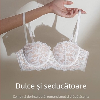 Set de sutiene din nylon, cupe 1/2, cupe groase preformate, bretele detașabile dublu, închidere spate cu trei rânduri