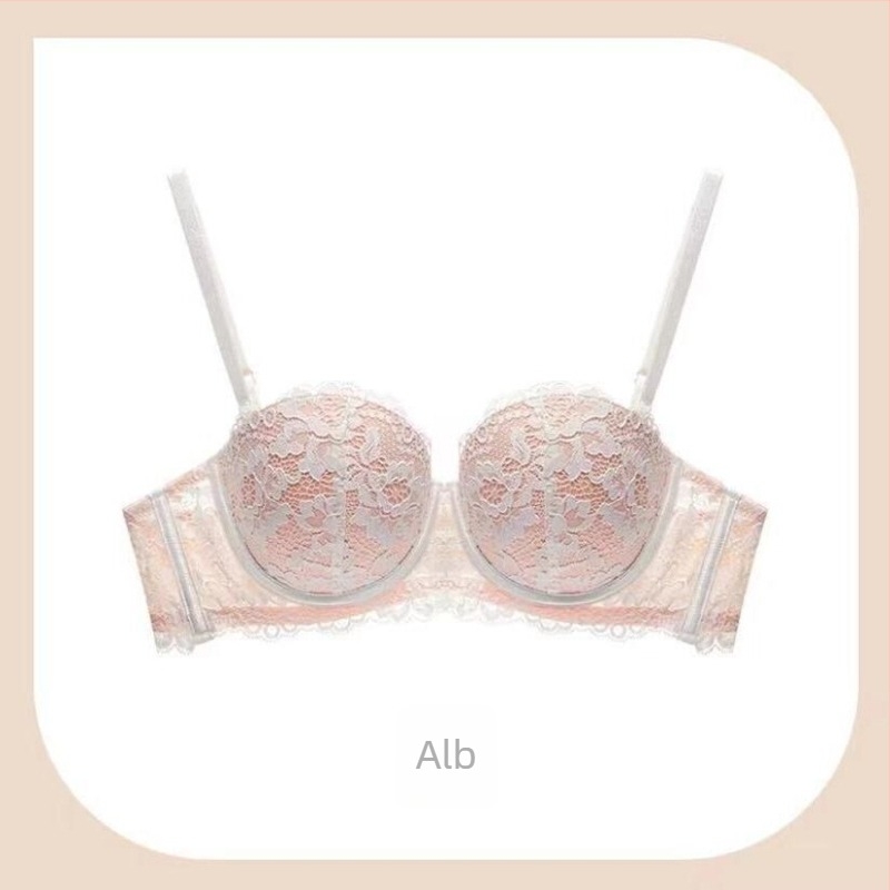 Set de sutiene din nylon, cupe 1/2, cupe groase preformate, bretele detașabile dublu, închidere spate cu trei rânduri