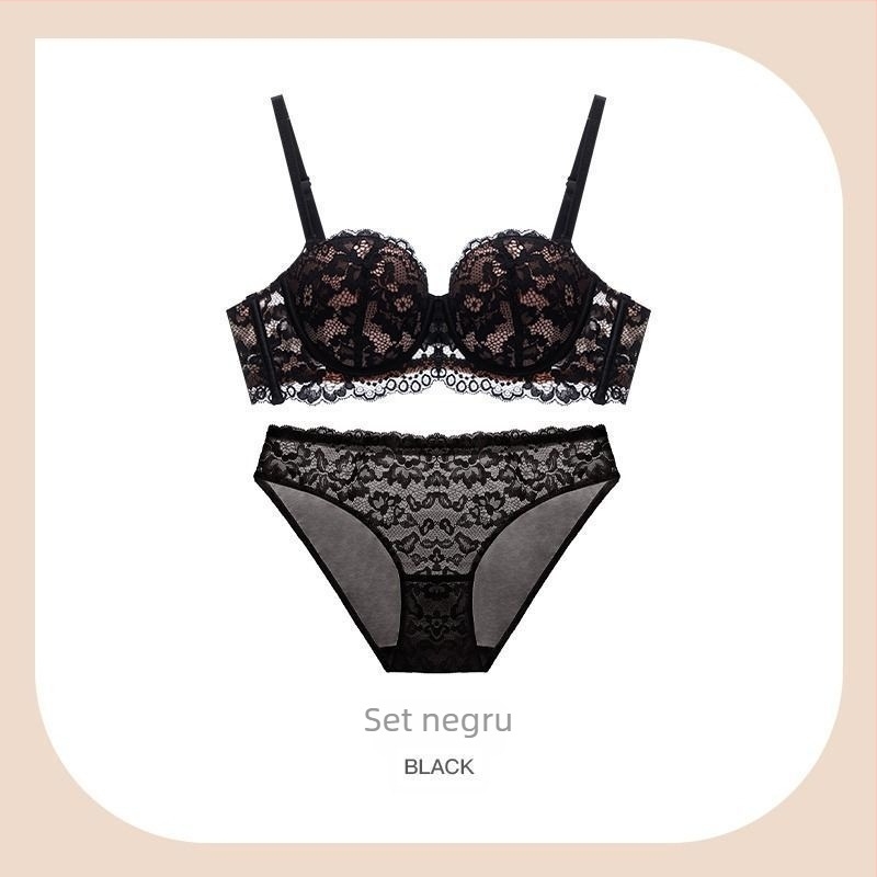 Set de sutiene din nylon, cupe 1/2, cupe groase preformate, bretele detașabile dublu, închidere spate cu trei rânduri