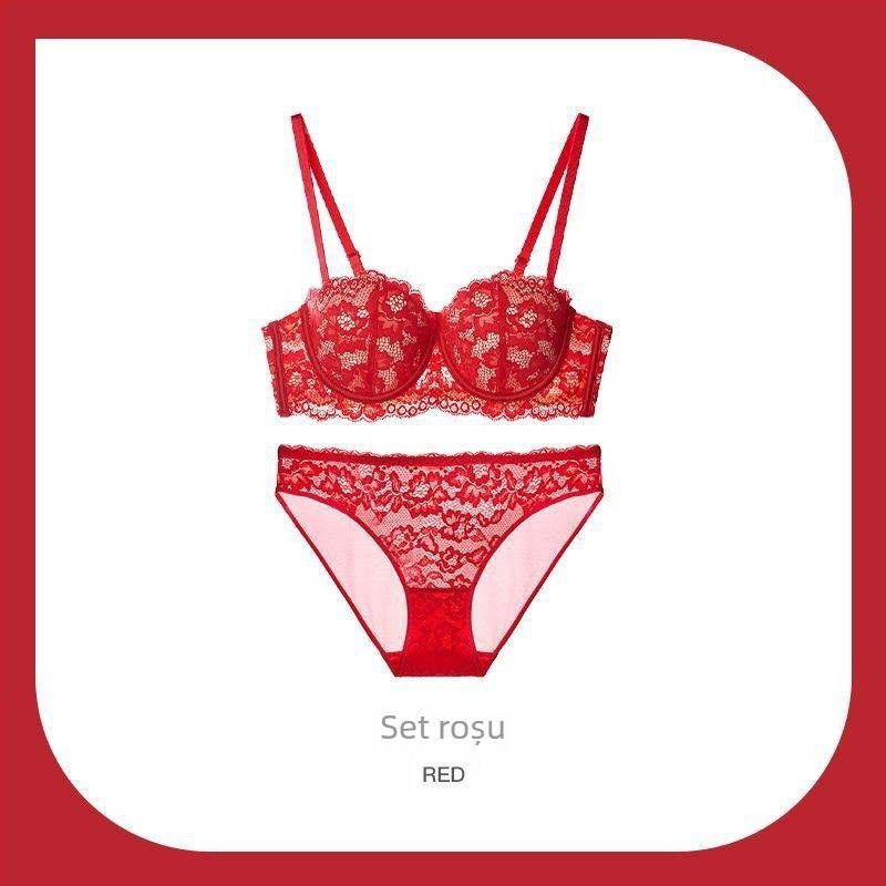 Set de sutiene din nylon, cupe 1/2, cupe groase preformate, bretele detașabile dublu, închidere spate cu trei rânduri