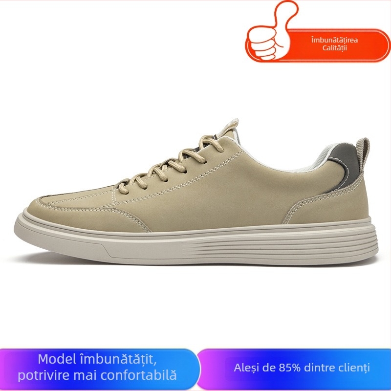 Sneakers pentru bărbați: vârf rotund, suprafață din fibre super, talpă din cauciuc, șireturi, rezistenți la uzură