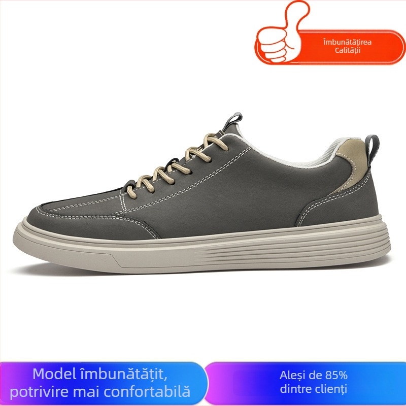 Sneakers pentru bărbați: vârf rotund, suprafață din fibre super, talpă din cauciuc, șireturi, rezistenți la uzură