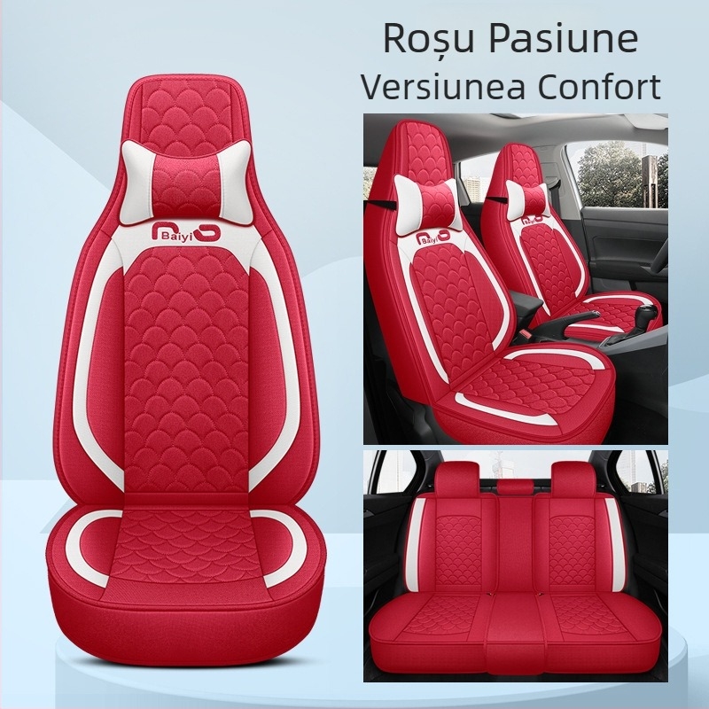 Husă pentru scaun auto, acoperire completă, dintr-un singur panou, design pentru toate cele patru anotimpuri; Material: fibră; Umplutură: spumă; Cod produs BYQCYP-XWMLTT-SJ