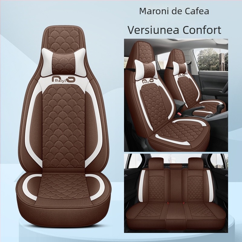 Husă pentru scaun auto, acoperire completă, dintr-un singur panou, design pentru toate cele patru anotimpuri; Material: fibră; Umplutură: spumă; Cod produs BYQCYP-XWMLTT-SJ