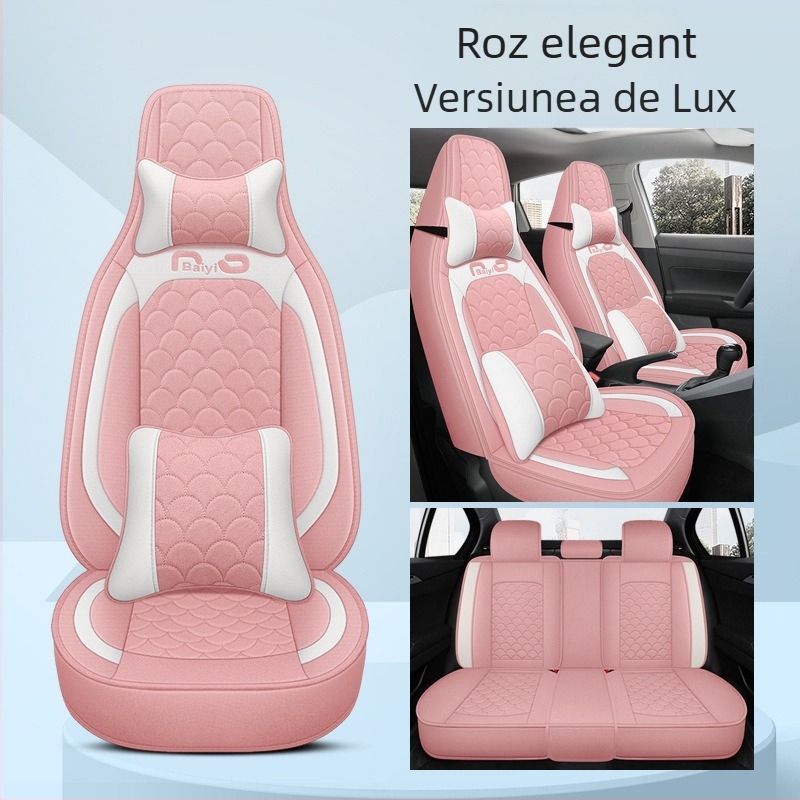 Husă pentru scaun auto, acoperire completă, dintr-un singur panou, design pentru toate cele patru anotimpuri; Material: fibră; Umplutură: spumă; Cod produs BYQCYP-XWMLTT-SJ