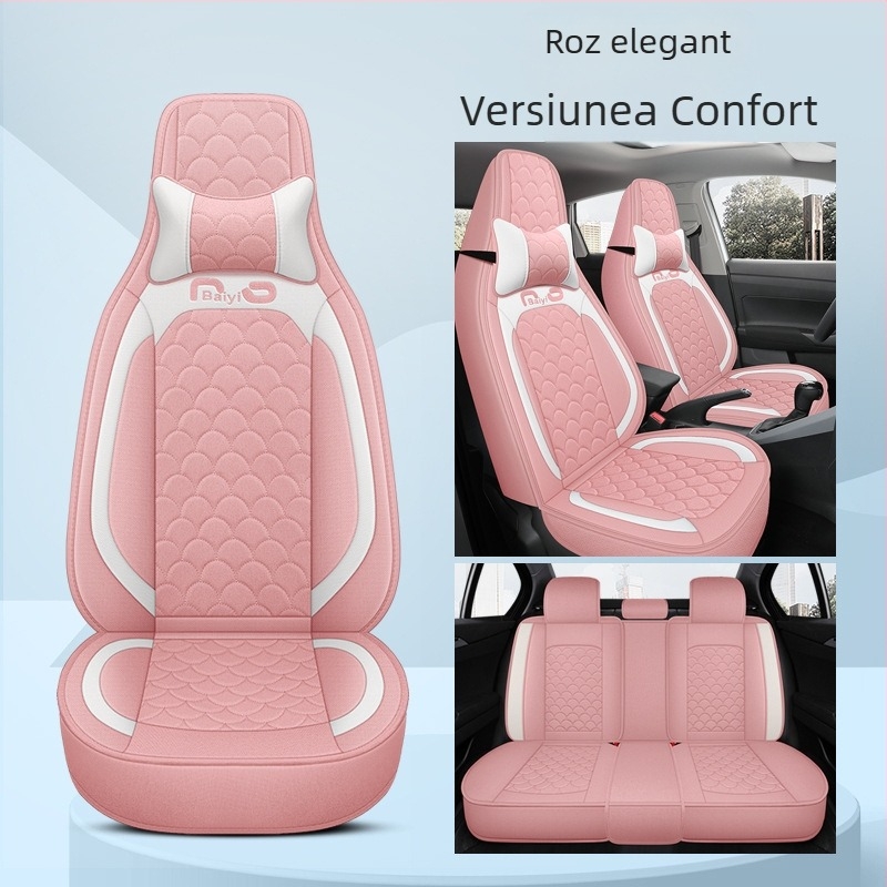 Husă pentru scaun auto, acoperire completă, dintr-un singur panou, design pentru toate cele patru anotimpuri; Material: fibră; Umplutură: spumă; Cod produs BYQCYP-XWMLTT-SJ