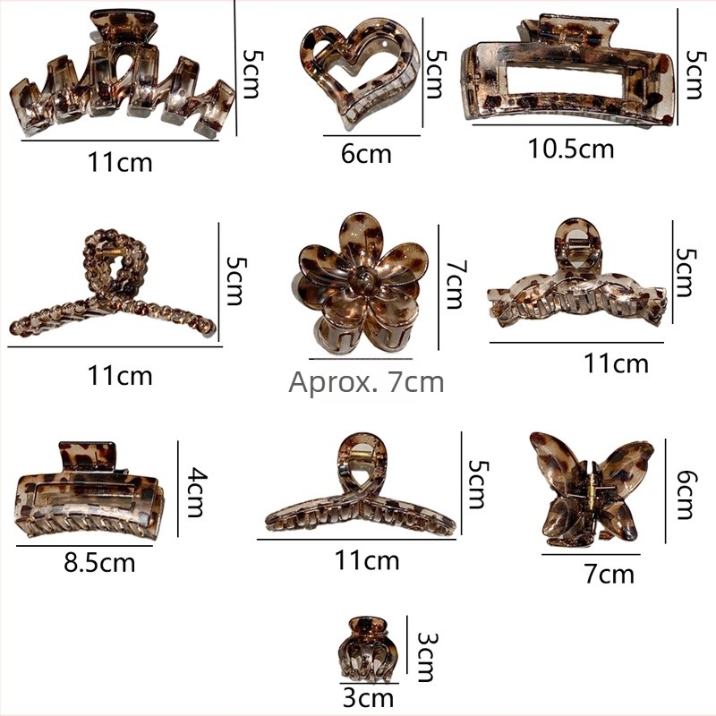 Clame de păr cu imprimeu leopard, prindere gripper, plastic, Qiyi, pentru femei