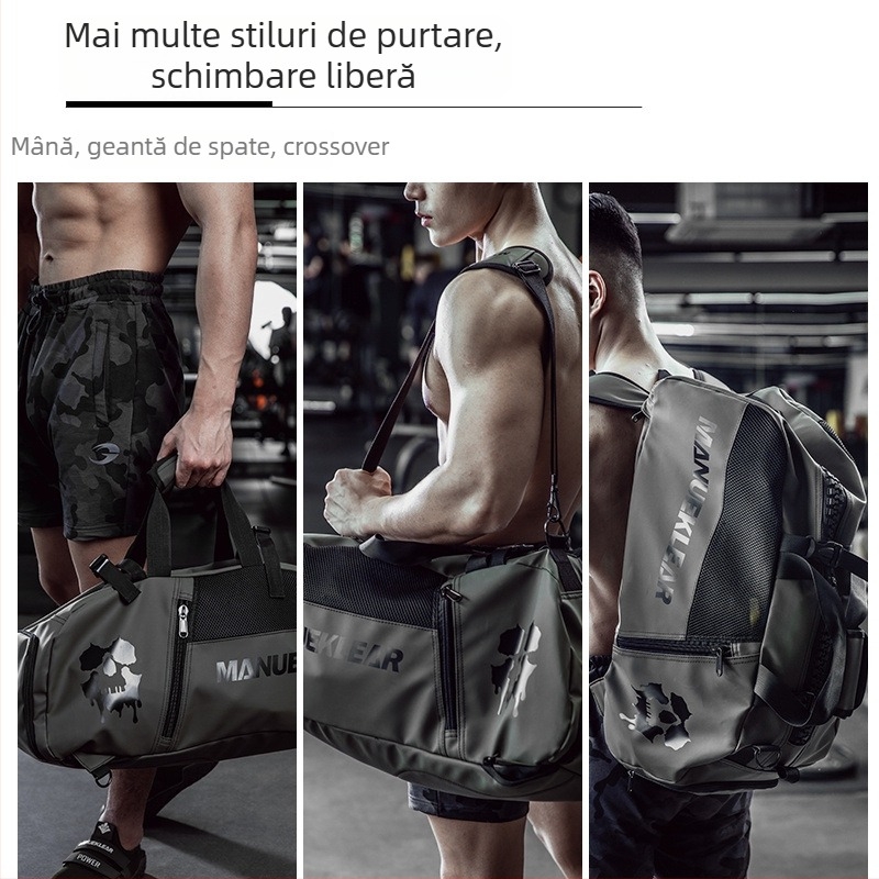 Geantă de sport cu compartiment uscat–umed, capacitate 20–30 L, geantă de călătorie cu curele duble