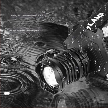 Lampa frontală LED reîncărcabilă pentru exterior, 30W, 3x18650, aliaj de aluminiu, impermeabilă, rază 200–500 m