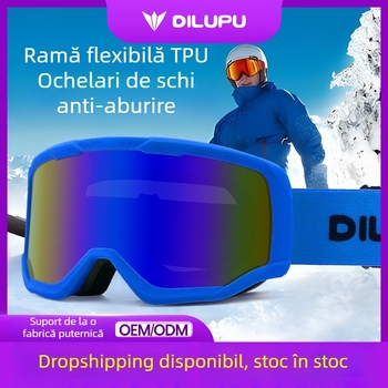 Ochelari de schi cu strat dublu, antifog, ramă TPU și lentilă PC, reglabil pentru dioptrii, pentru adulți