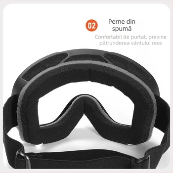 Ochelari de schi cu dublu strat anti ceață, lentilă mare sferică, compatibil cu dioptriile reglabil, pentru adulți (dublu strat | anti ceață | lentilă mare sferică | dioptriile reglabilе | impermeabil)