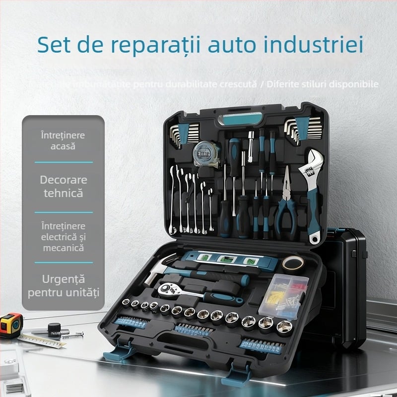 Set de 108 piese unelte pentru întreținere casnică, reparații auto și electrice (PP/TPR/oțel carbon)