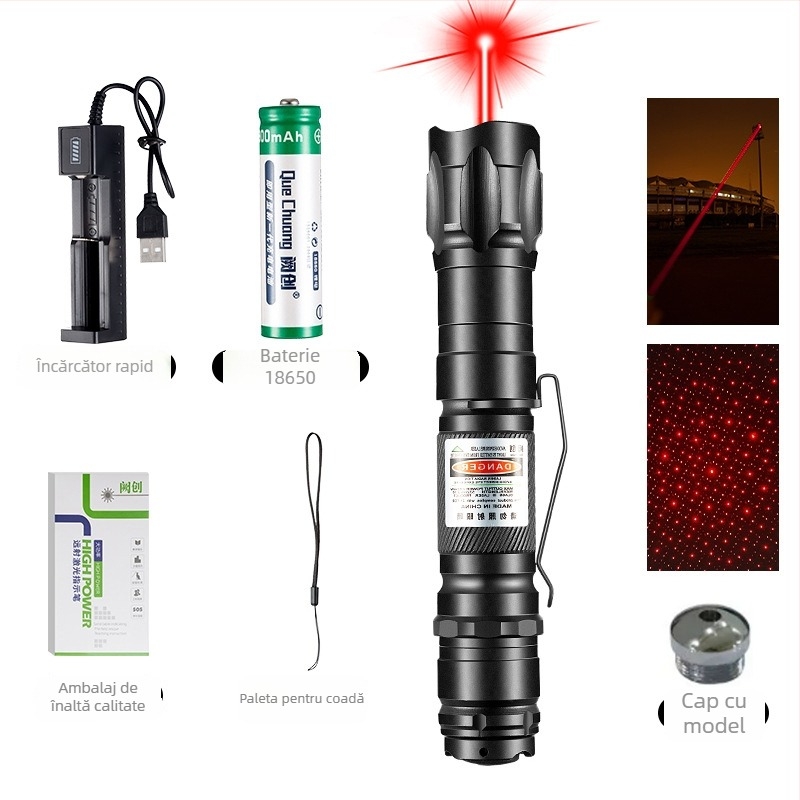 Que Chuang lanternă cu laser, fascicul infraroșu, rază lungă, baterie 18650