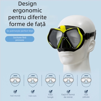 Set profesional mască de scufundări și snorkel – garnitură din silicon, cadru PC, lentile din sticlă securizată, snorkel uscat
