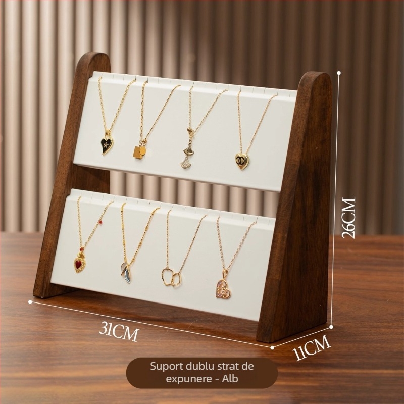 Suport vertical pentru bijuterii, 3-4 niveluri, lemn antic, origine Yiwu