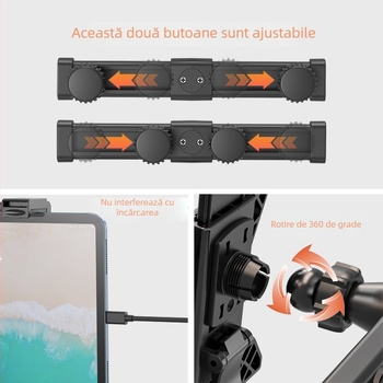 Suport pentru tabletă auto, cu mecanism rotativ, pentru spatele banchetei și tetieră, model Tz02-p1, procesare OEM