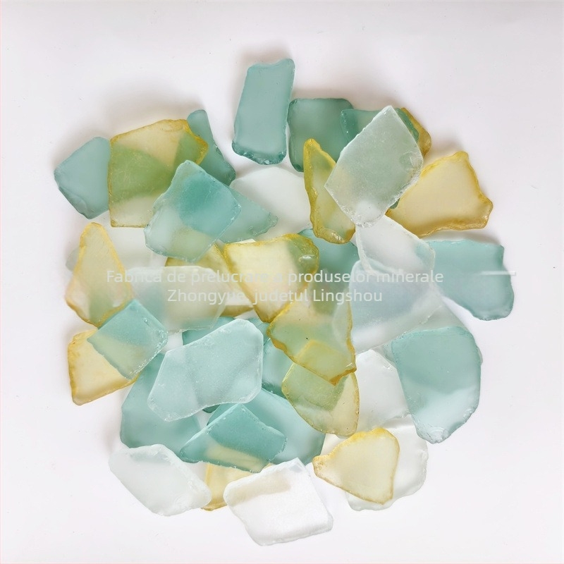 Foaie din sticlă marină – stil de plajă, origine Hebei, marcă Zhongyue, material decorativ DIY