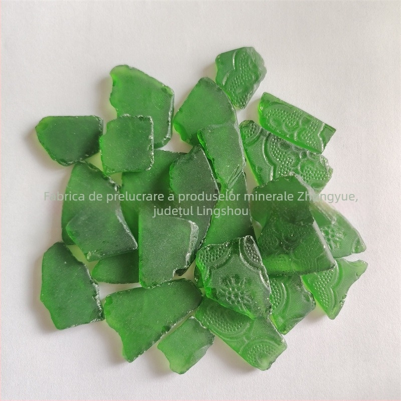 Foaie din sticlă marină – stil de plajă, origine Hebei, marcă Zhongyue, material decorativ DIY