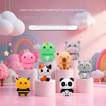 Lampa de noapte pentru copii, design hexagonal cu animale (dinozaur și albina), abajur din silicon, alimentare Type-C, stil desen animat, durată de viață peste 100000 h
