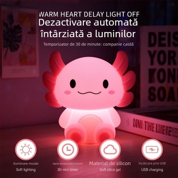 Lampa de noapte pentru copii, design hexagonal cu animale (dinozaur și albina), abajur din silicon, alimentare Type-C, stil desen animat, durată de viață peste 100000 h