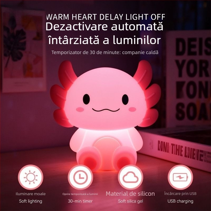 Lampa de noapte pentru copii, design hexagonal cu animale (dinozaur și albina), abajur din silicon, alimentare Type-C, stil desen animat, durată de viață peste 100000 h